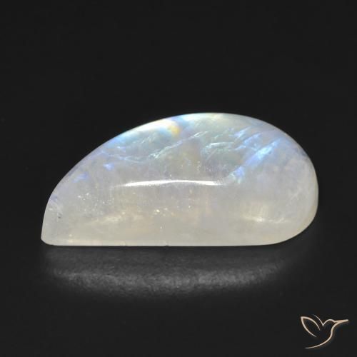 Pierre de lune arc-en-ciel Blanc bleuâtre naturelle Fantaisie, 9.04 ct, Transparent
