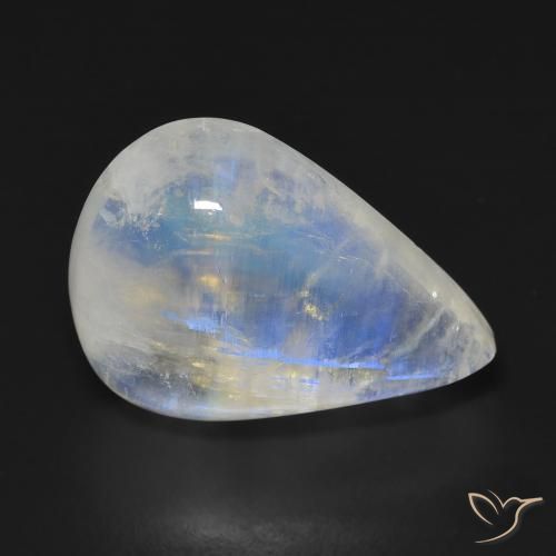Pierre de lune arc-en-ciel Blanc bleuâtre naturelle En forme de poire, 14.55 ct, Transparent