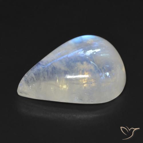 Pierre de lune arc-en-ciel Blanc bleuâtre naturelle En forme de poire, 14.55 ct, Transparent
