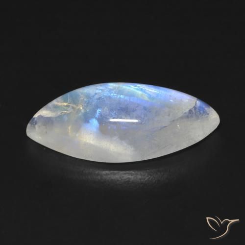 Pierre de lune arc-en-ciel Blanc bleuâtre naturelle Marquise, 7.19 ct, Transparent