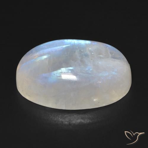 Pierre de lune arc-en-ciel Blanc bleuâtre naturelle ovale, 14.73 ct, Transparent