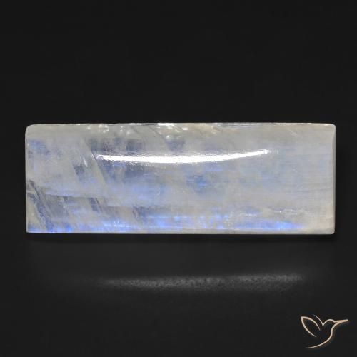 28.52ct Naturel Blanc bleuâtre Pierre de lune arc-en-ciel, Baquette, Transparent