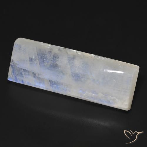 Pierre de lune arc-en-ciel Blanc bleuâtre naturelle Baquette, 28.52 ct, Transparent