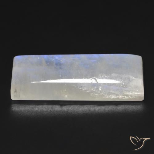Pierre de lune arc-en-ciel Blanc bleuâtre naturelle Baquette, 28.52 ct, Transparent