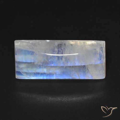 14.85ct Naturel Blanc bleuâtre Pierre de lune arc-en-ciel, Baquette, Transparent
