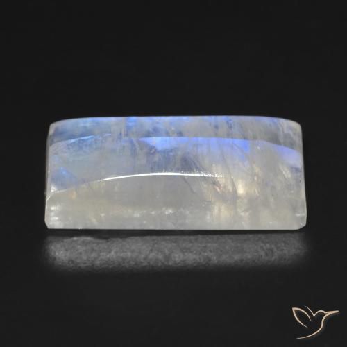 Pierre de lune arc-en-ciel Blanc bleuâtre naturelle Baquette, 14.85 ct, Transparent