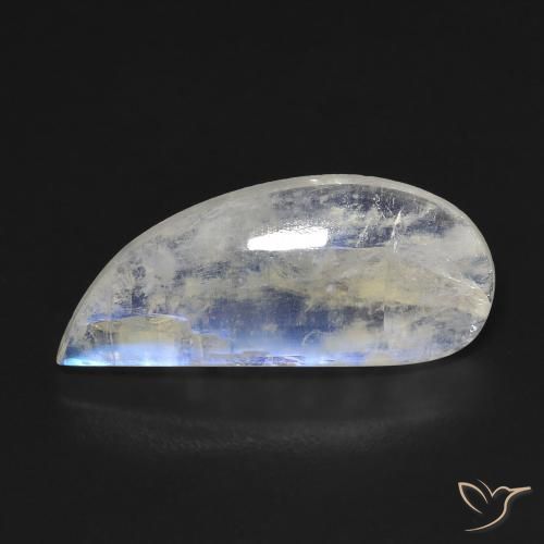 7.16ct Naturel Blanc bleuâtre Pierre de lune arc-en-ciel, Fantaisie, Transparent