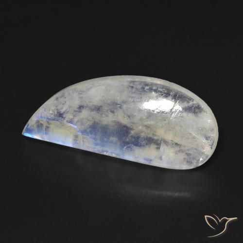 Pierre de lune arc-en-ciel Blanc bleuâtre naturelle Fantaisie, 7.16 ct, Transparent