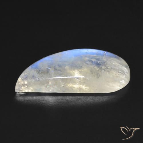 Pierre de lune arc-en-ciel Blanc bleuâtre naturelle Fantaisie, 7.16 ct, Transparent