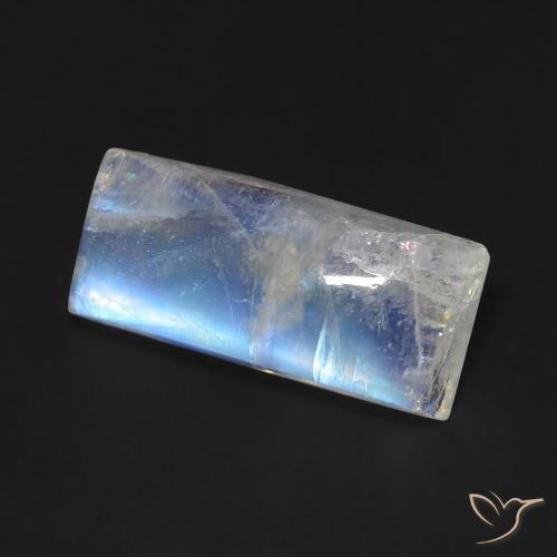 Pierre de lune arc-en-ciel Blanc bleuâtre naturelle Baquette, 5.90 ct, Transparent