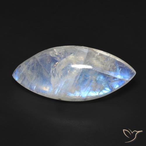 12.95ct Naturel Blanc bleuâtre Pierre de lune arc-en-ciel, Marquise, Transparent