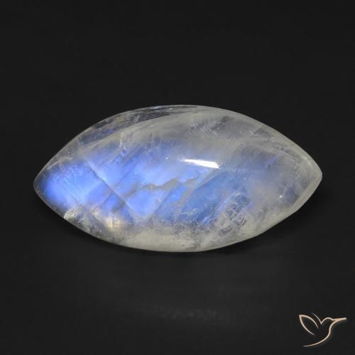 10.53ct Naturel Blanc bleuâtre Pierre de lune arc-en-ciel, Marquise, Transparent