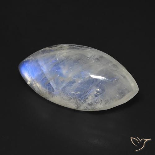 Pierre de lune arc-en-ciel Blanc bleuâtre naturelle Marquise, 10.53 ct, Transparent