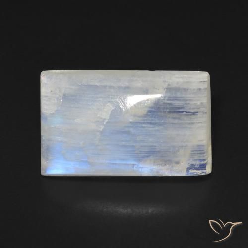 Pierre de lune arc-en-ciel Blanc bleuâtre naturelle Baquette, 10.02 ct, Transparent