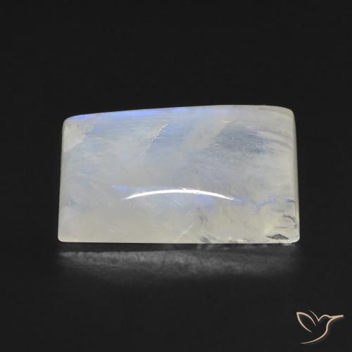 Pierre de lune arc-en-ciel Blanc bleuâtre naturelle Baquette, 10.02 ct, Transparent
