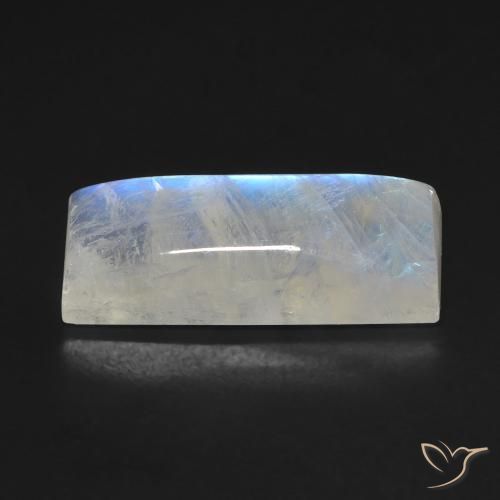 Pierre de lune arc-en-ciel Blanc bleuâtre naturelle Baquette, 11.09 ct, Transparent