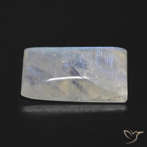 Pierre de lune arc-en-ciel Blanc bleuâtre naturelle Baquette, 11.68 ct, Transparent