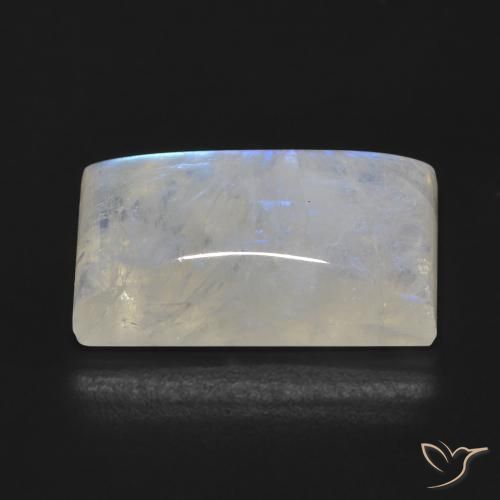 Pierre de lune arc-en-ciel Blanc bleuâtre naturelle Baquette, 15.37 ct, Transparent