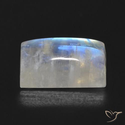 Pierre de lune arc-en-ciel Blanc bleuâtre naturelle Baquette, 7.06 ct, Transparent