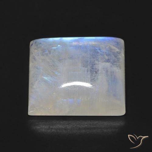 Pierre de lune arc-en-ciel Blanc bleuâtre naturelle Baquette, 13.64 ct, Transparent