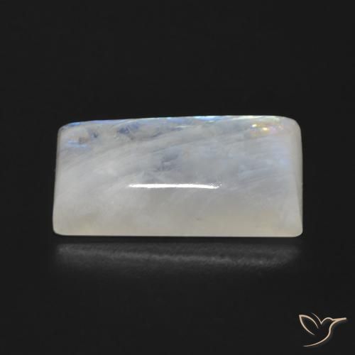 Pierre de lune arc-en-ciel Blanc bleuâtre naturelle Baquette, 9.27 ct, Transparent