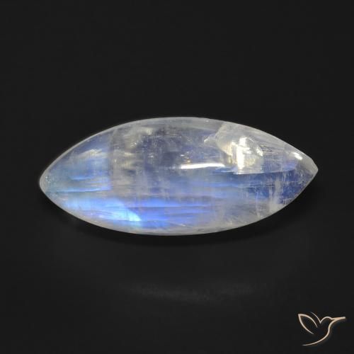 9.27ct Naturel Blanc bleuâtre Pierre de lune arc-en-ciel, Marquise, Transparent