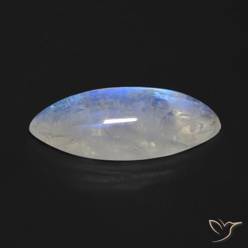 Pierre de lune arc-en-ciel Blanc bleuâtre naturelle Marquise, 9.27 ct, Transparent