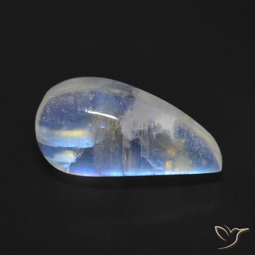 10.59ct Naturel Blanc bleuâtre Pierre de lune arc-en-ciel, Fantaisie, Transparent