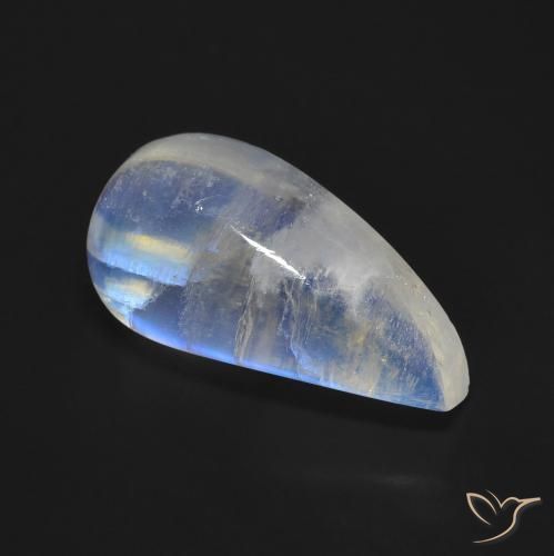 Pierre de lune arc-en-ciel Blanc bleuâtre naturelle Fantaisie, 10.59 ct, Transparent