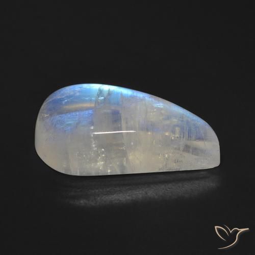 Pierre de lune arc-en-ciel Blanc bleuâtre naturelle Fantaisie, 10.59 ct, Transparent