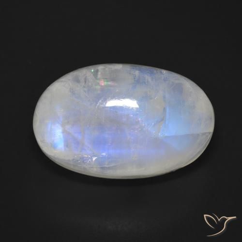 19.49ct Naturel Blanc bleuâtre Pierre de lune arc-en-ciel, ovale, Opaque