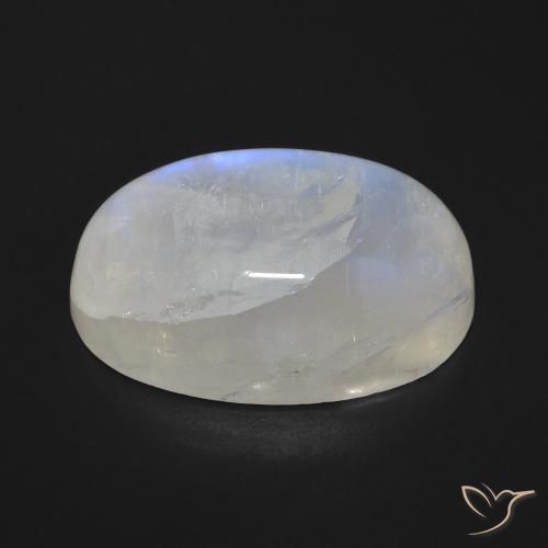 Pierre de lune arc-en-ciel Blanc bleuâtre naturelle ovale, 19.49 ct, Opaque