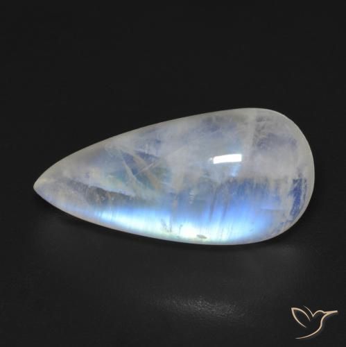 Pierre de lune arc-en-ciel Blanc bleuâtre naturelle En forme de poire, 8.48 ct, Transparent