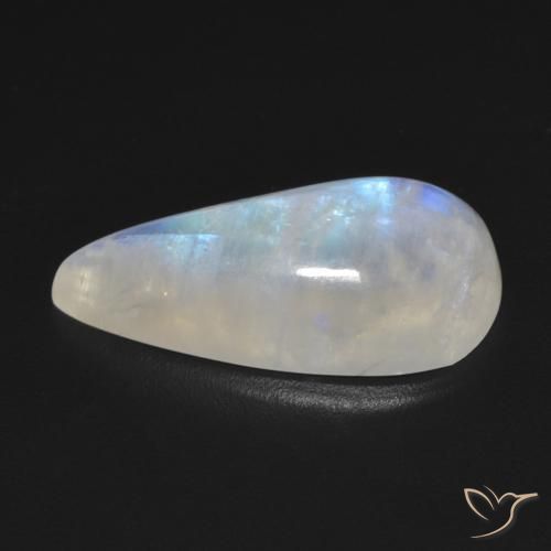 Pierre de lune arc-en-ciel Blanc bleuâtre naturelle En forme de poire, 8.48 ct, Transparent