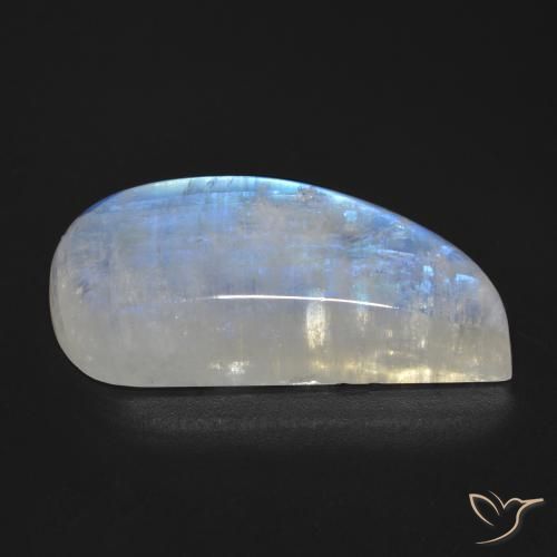 Pierre de lune arc-en-ciel Blanc bleuâtre naturelle Fantaisie, 30.49 ct, Transparent