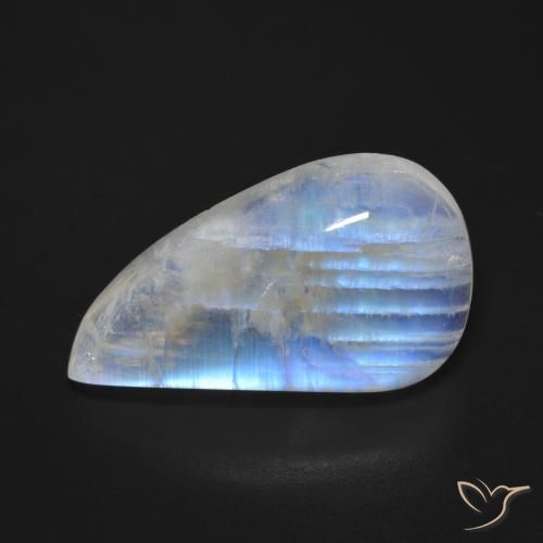 22.52ct Naturel Blanc bleuâtre Pierre de lune arc-en-ciel, Fantaisie, Transparent