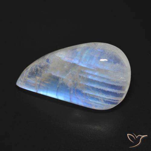 Pierre de lune arc-en-ciel Blanc bleuâtre naturelle Fantaisie, 22.52 ct, Transparent