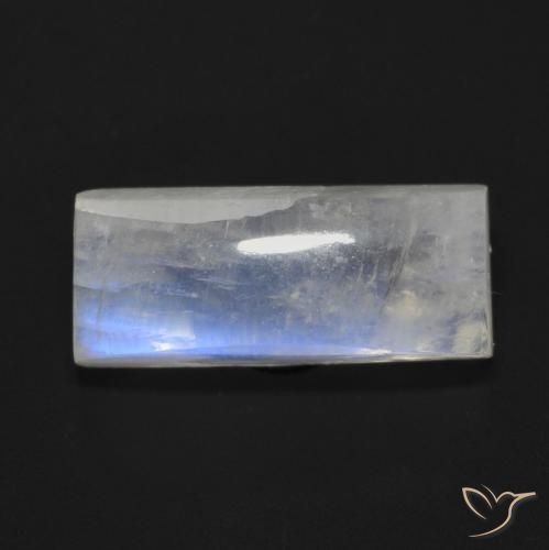 7.87ct Naturel Blanc bleuâtre Pierre de lune arc-en-ciel, Baquette, Transparent