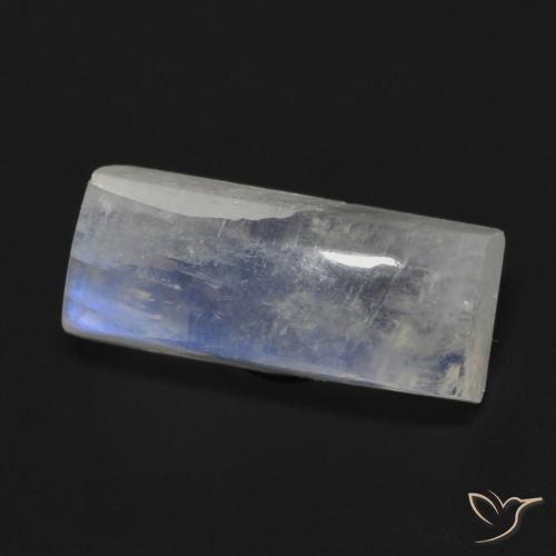 Pierre de lune arc-en-ciel Blanc bleuâtre naturelle Baquette, 7.87 ct, Transparent