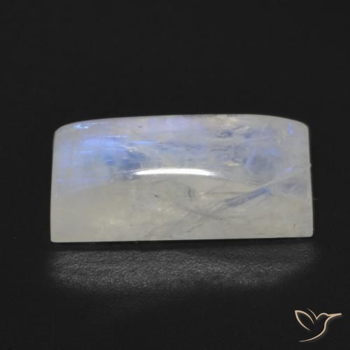 Pierre de lune arc-en-ciel Blanc bleuâtre naturelle Baquette, 7.87 ct, Transparent