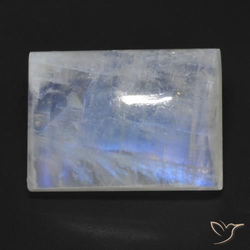 13.18ct Naturel Blanc bleuâtre Pierre de lune arc-en-ciel, Baquette, Transparent