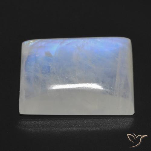 Pierre de lune arc-en-ciel Blanc bleuâtre naturelle Baquette, 13.18 ct, Transparent