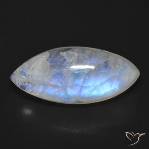 11.83ct Naturel Blanc bleuâtre Pierre de lune arc-en-ciel, Marquise, Transparent