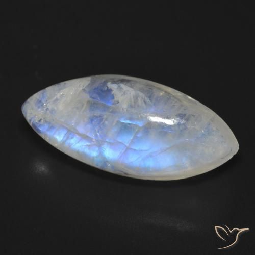 Pierre de lune arc-en-ciel Blanc bleuâtre naturelle Marquise, 11.83 ct, Transparent