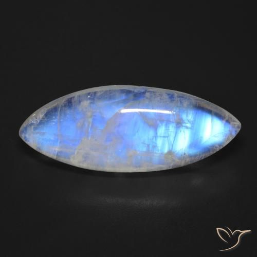 17.01ct Naturel Blanc bleuâtre Pierre de lune arc-en-ciel, Marquise, Transparent