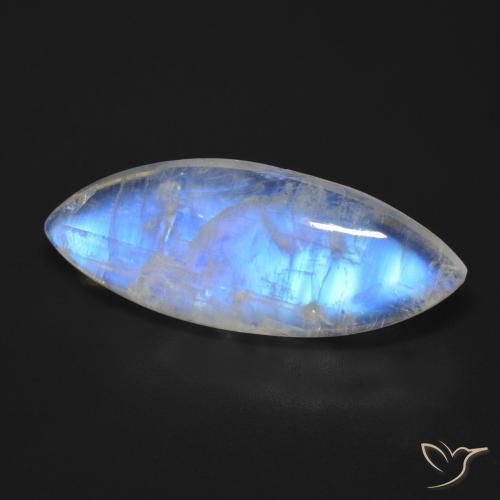 Pierre de lune arc-en-ciel Blanc bleuâtre naturelle Marquise, 17.01 ct, Transparent