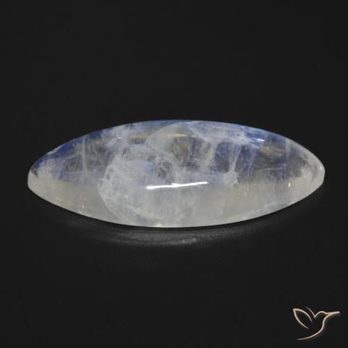 Pierre de lune arc-en-ciel Blanc bleuâtre naturelle Marquise, 17.01 ct, Transparent