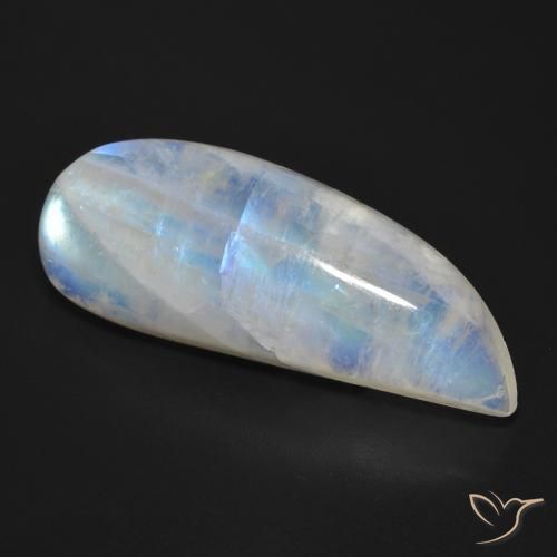 Pierre de lune arc-en-ciel Blanc bleuâtre naturelle Fantaisie, 25.87 ct, Transparent