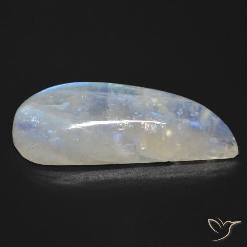 Pierre de lune arc-en-ciel Blanc bleuâtre naturelle Fantaisie, 25.87 ct, Transparent