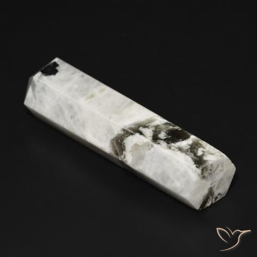 Pierre de lune arc-en-ciel Blanc avec noir naturelle Fantaisie, 49.65 ct, Opaque
